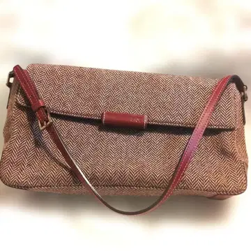 23구 브라운 헤링본 트위드 핸드백