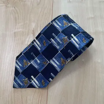 Ermenegildo Zegna 넥타이 네이비 체크 무늬