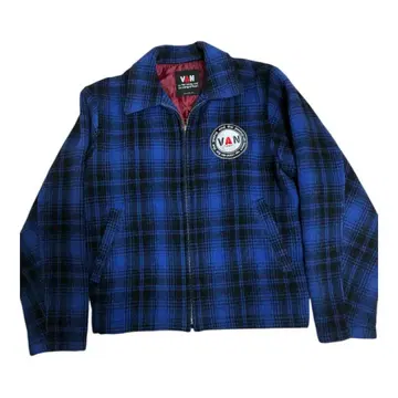 [레어] VAN JACKET 파랑블랙 체크 자켓