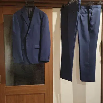 네이비 싱글 브레스 수트 2팬츠 수트