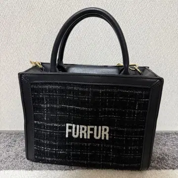furfur 트위드 로고 토트백 블랙