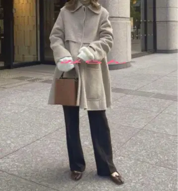 [mecherie] 케이프 핸드메이드 코트 울 100% 베이지