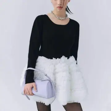 [ 새상품급 ] eimy istoire 볼륨 튤 프릴 니트 원피스