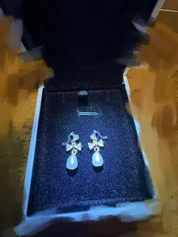 진주 리본 링 귀걸이