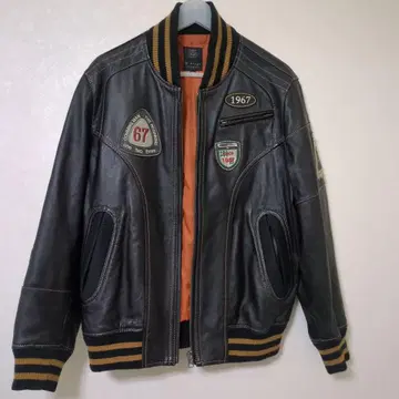 G STAGE 양가죽 램 가죽 천연 가죽 와펜 자수 블랙 블루종