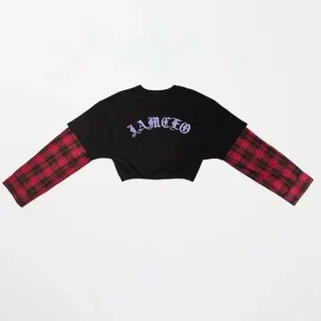 IAMCEO 크롭 T셔츠 블랙/레드 체크