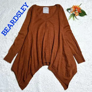 새상품급/비어즐리 울 변형 니트 비대칭 V넥 얇은 소재 브라운 계열