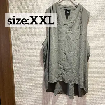 [ XXL ] 올리브 그린 V넥 슬리브리스 셔츠 탱크탑 모드