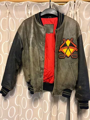 가죽 바시티 자켓 자수