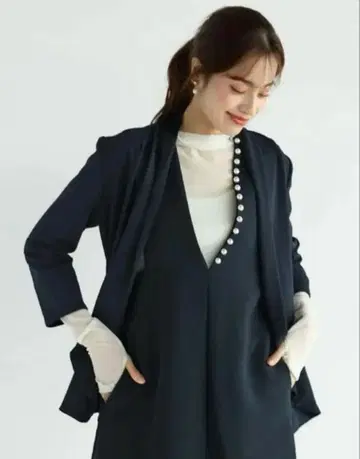 새상품 Vin 숄카라 자켓 노카라 자켓 블랙