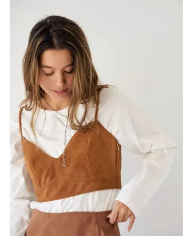 브라운 스웨이드풍 뷔스티에 미사용 새상품 Ungrid