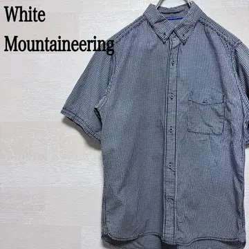 화이트 마운티니어링 반팔 셔츠 깅엄 체크 네이비