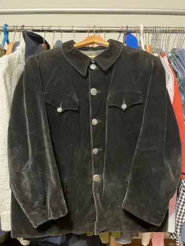 40's 프렌치 헌팅 자켓 코듀로이 동물 버튼