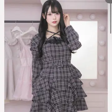 티어드 프릴 긴팔 미니 원피스