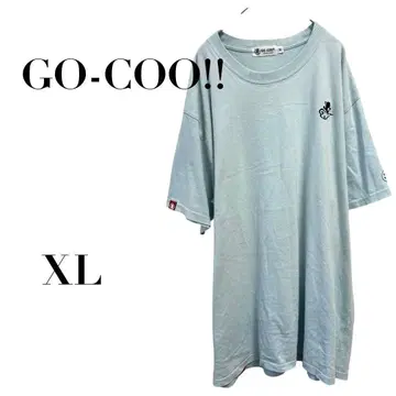 고쿠 반팔 티셔츠 자수 로고 스카이블루 XL 무지 코튼 캐주얼