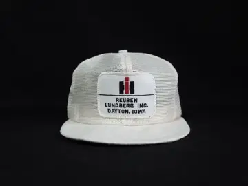 80s 빈티지 메쉬 스냅백 캡 화이트 와펜