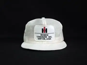 80s 빈티지 메쉬 스냅백 캡 화이트 와펜