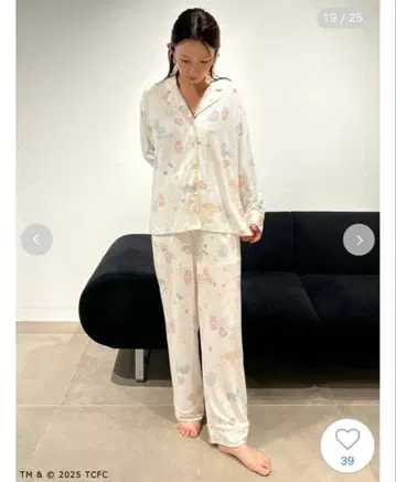 스나이델 홈 x CareBears 올 패턴 셔츠 파자마, 롱 팬츠