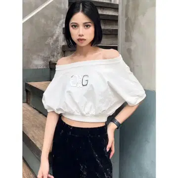 GYDA 오프숄더 크롭 T셔츠 화이트