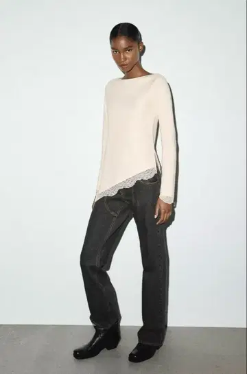 ZARA 소프트 레이스 상의 S 사이즈 화이트