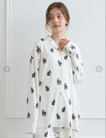 gelato pique 룸웨어 검은 고양이 상하의 세트