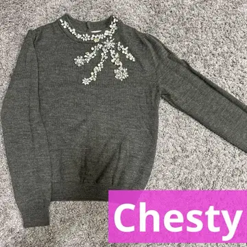 체스티 비쥬 펄 장식 긴팔 니트