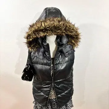 헤이세이 갸루 y2k 퍼 다운 베스트 그런지 다운 베스트 광택 opium