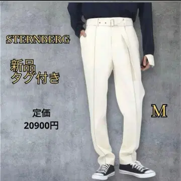 택 포함 새상품 STERNBERG 스탠버그 스티치 스트레이트 팬츠 화이트