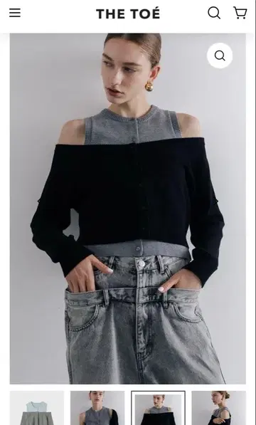 THE TOE Celle layered Cardigan/GRAY