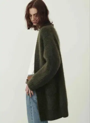 BATONER 슈퍼 키드 모헤어 가디건 카키