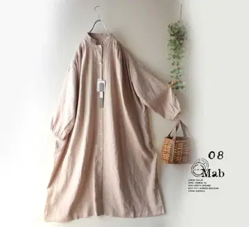 새상품 할인 08Mab 베이지*스탠드 카라 롱 셔츠 원피스 809 루즈핏
