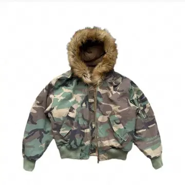 [ 미사용! ] 카모 패턴 퍼 후드 자켓 아우터