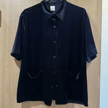 6 ROKU 벨로아 염색 셔츠 벨로아 반팔 셔츠 네이비