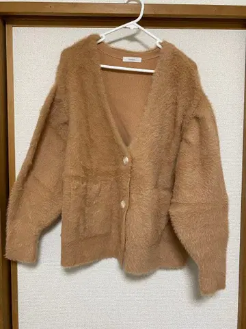 hinari 샤기 니트 가디건 오렌지