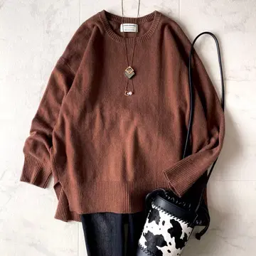 새상품급 저널 스탠다드 캐시미어 100% 크루넥 니트 브라운