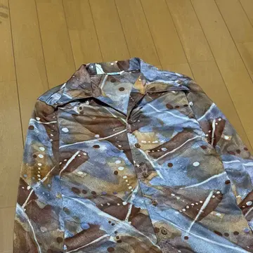 40s 올 패턴 오픈 카라 셔츠 광택 셔츠 S 사이즈 USA 제조