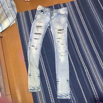 mnml 데님 데미지 데님 스키니 팬츠