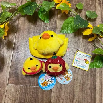 택 포함 산엑스 리락쿠마 키이로이토리 딸기 봉제 인형 마스코트 모음