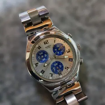 Swatch 크로노그래프 시계 실버/블루