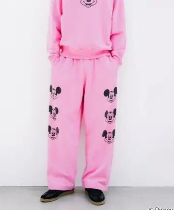 WCJ 미키마우스 프린트 스웨트 팬츠 핑크 M 사이즈
