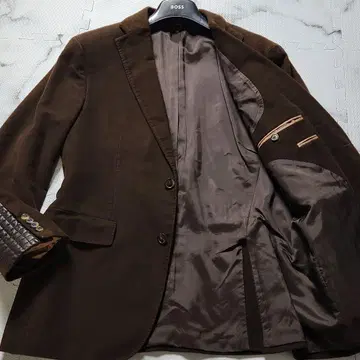 구하기 어려움 HUGO BOSS 테일러드 자켓 램 가죽 절개 브라운