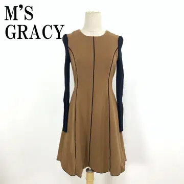 LA8607 엠즈 그레이시 긴팔 원피스 브라운 울 나일론 36
