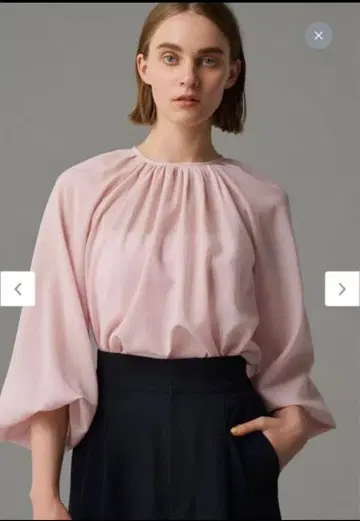 언클레이브 블라우스 시어 보일 옅은 핑크 풀오버 속건성 세탁 가능