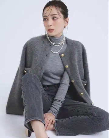 anuans 라쿤 블렌드 노카라 니트 자켓