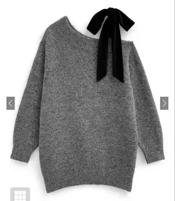 원 숄더 벨로아 리본 니트 미니 원피스 [dr796]