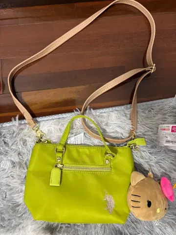 U.S. POLO ASSN. 라임 그린 숄더백