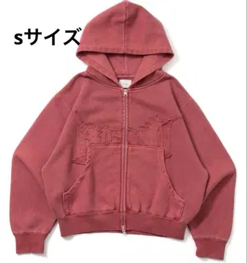 BLESS U pigment zip hoodie 레드 지퍼 후드티