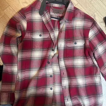 ORVIS 레드 계열 체크 플란넬 셔츠