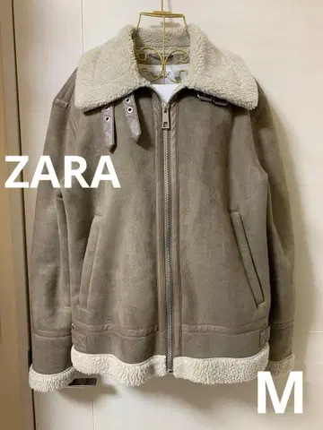 [ ZARA ] 양가죽풍 보아 부착 자켓 브라운 M