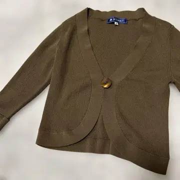 M'S GRACY 브라운 버튼 부착 리브 가디건 M